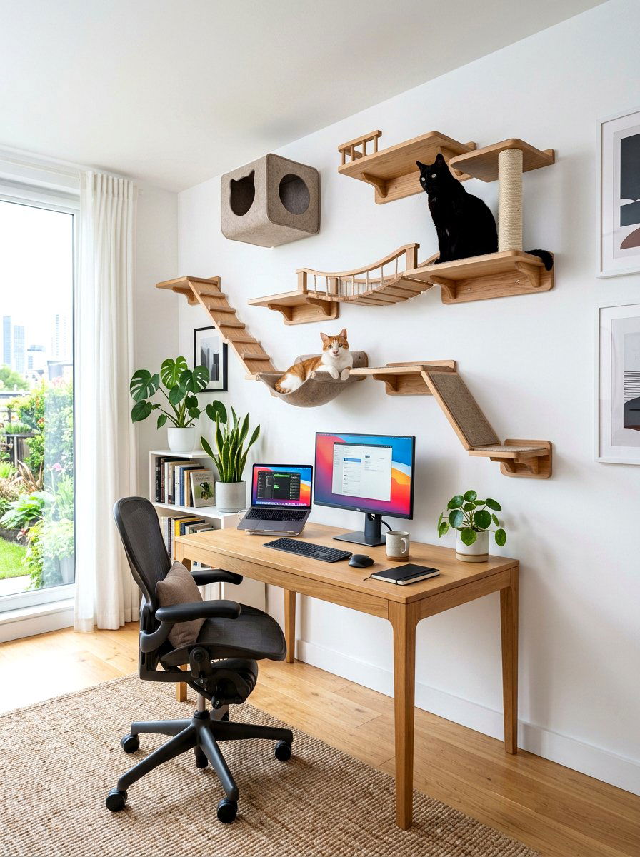 Office Wall Cat Shelves - 30 cat shelf wall ideas
