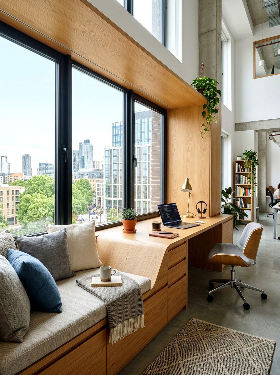 Office Window Seat Integrated Desk - 30 office window seat ideas