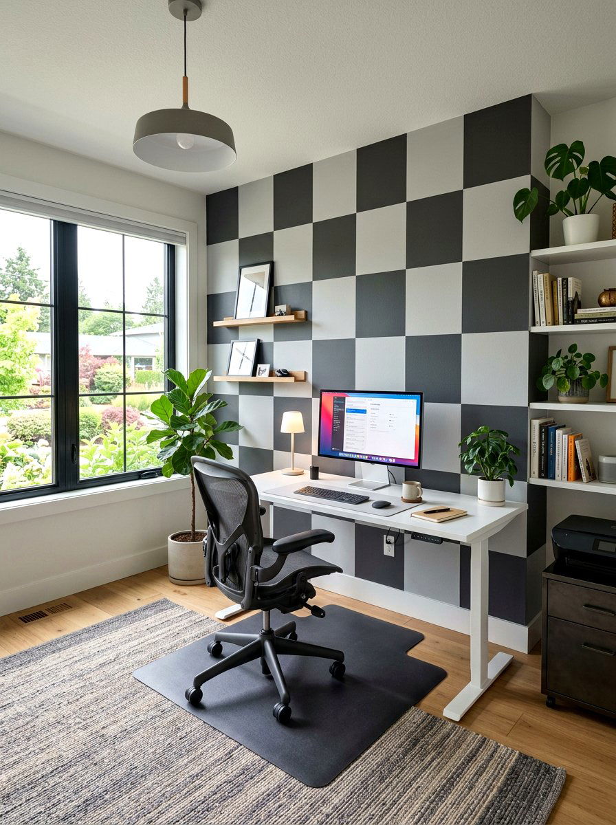 Office checkerboard accent wall - 30 checkerboard decor ideas