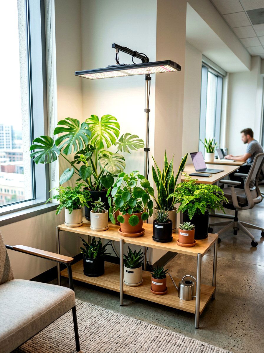 Office grow light setup - 30 office plant corner ideas