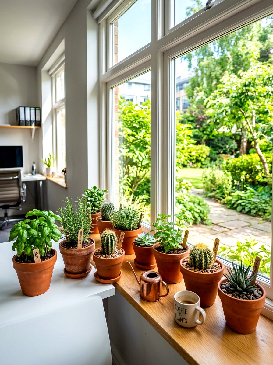 Office window sill plants - 30 office plant corner ideas