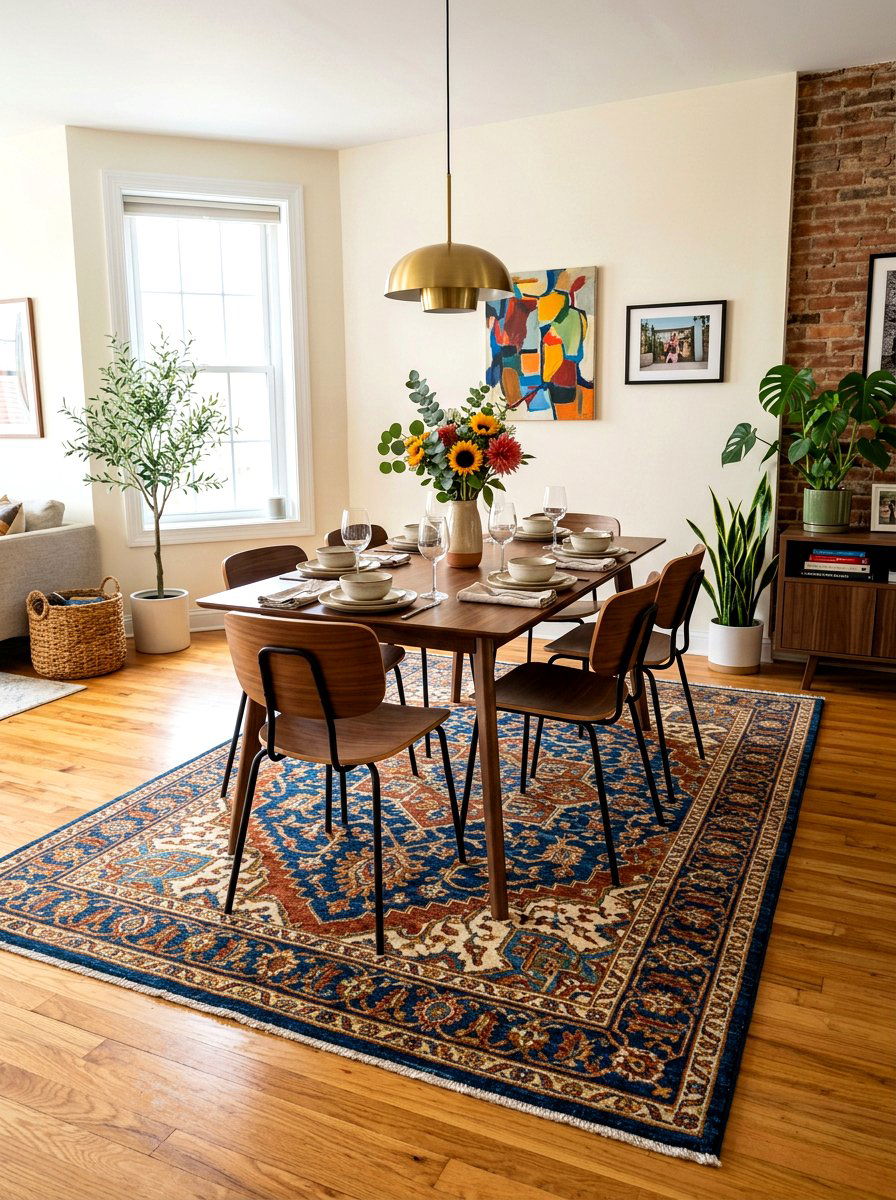 Offset Rug Under Dining Table - 30 dining room rug placement ideas