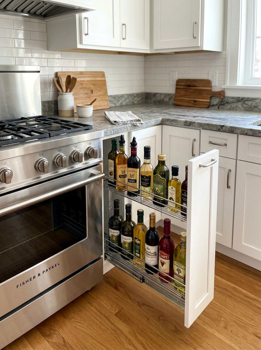 Oil And Vinegar Pull Out - 30 concealed kitchen storage ideas
