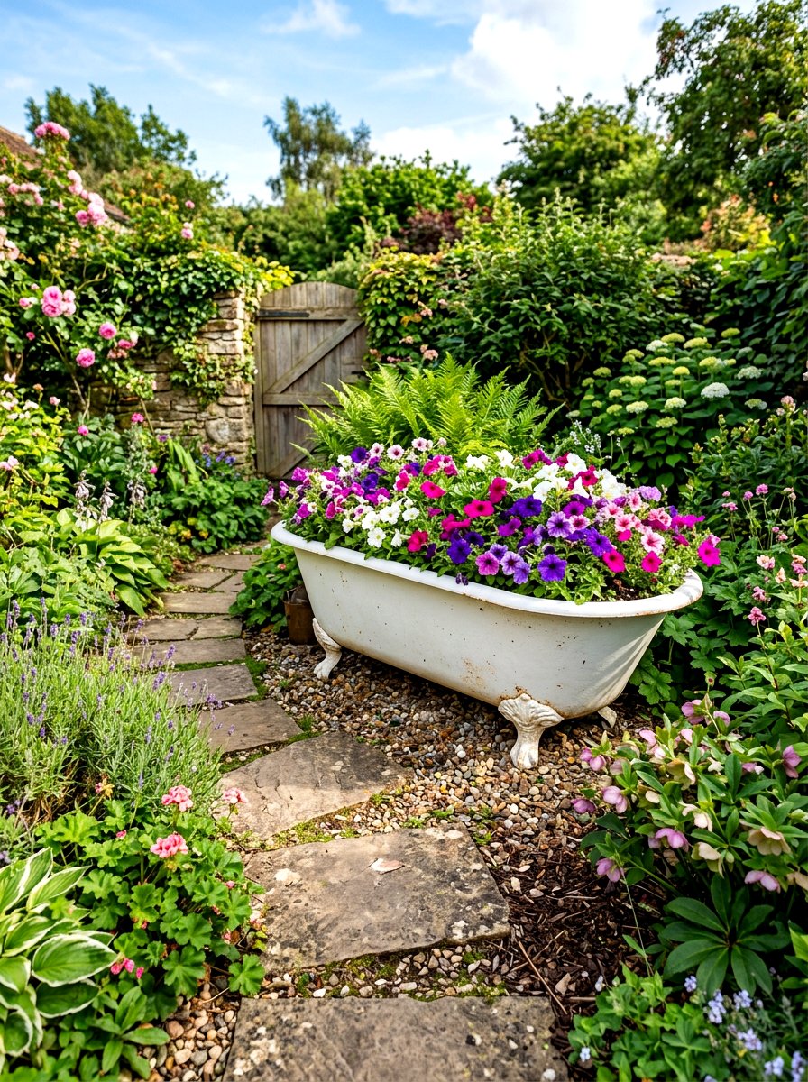 Old Bathtub Garden Bed - 30 budget raised bed ideas