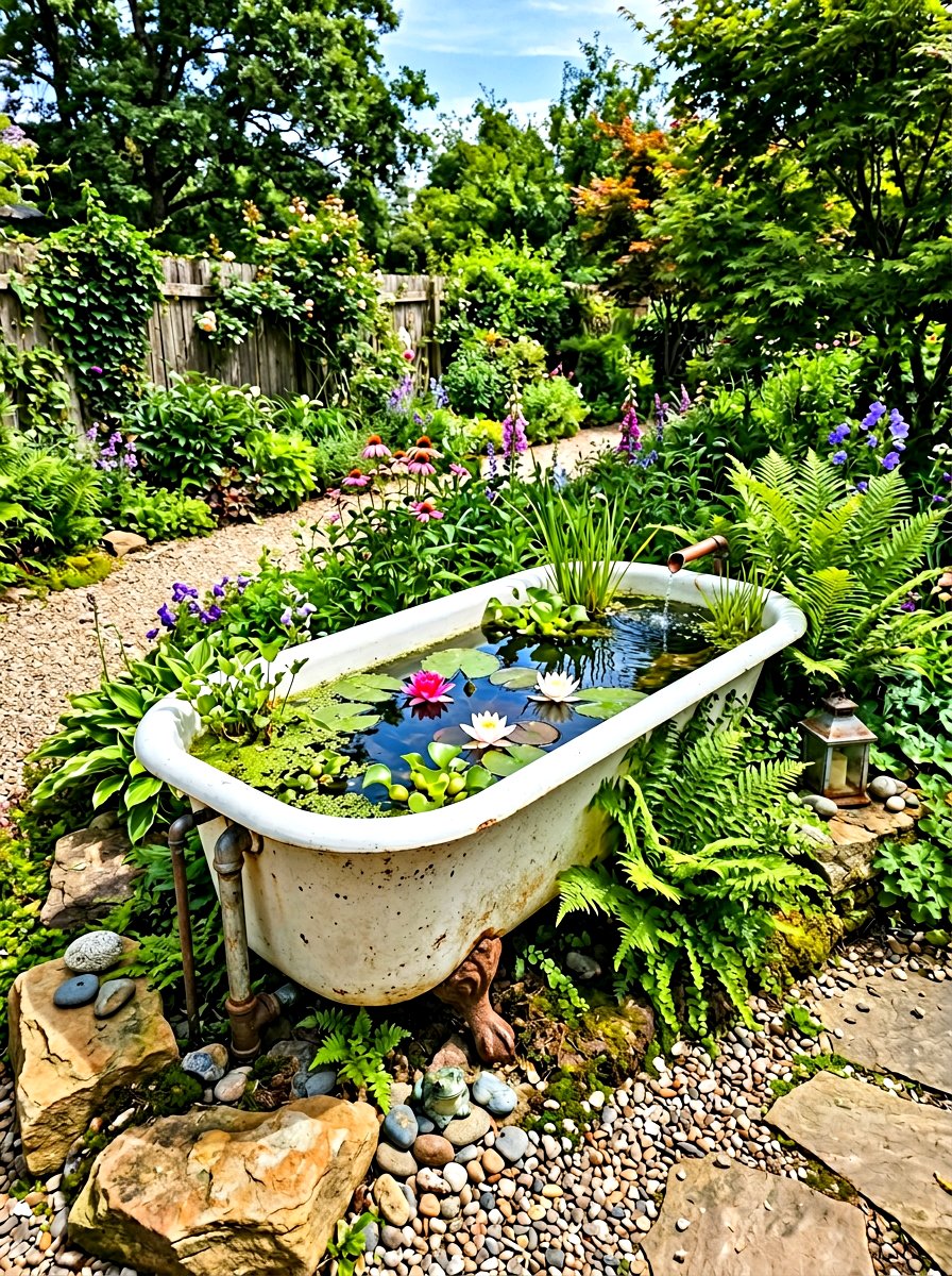 Old Bathtub Pond - 30 frog pond ideas