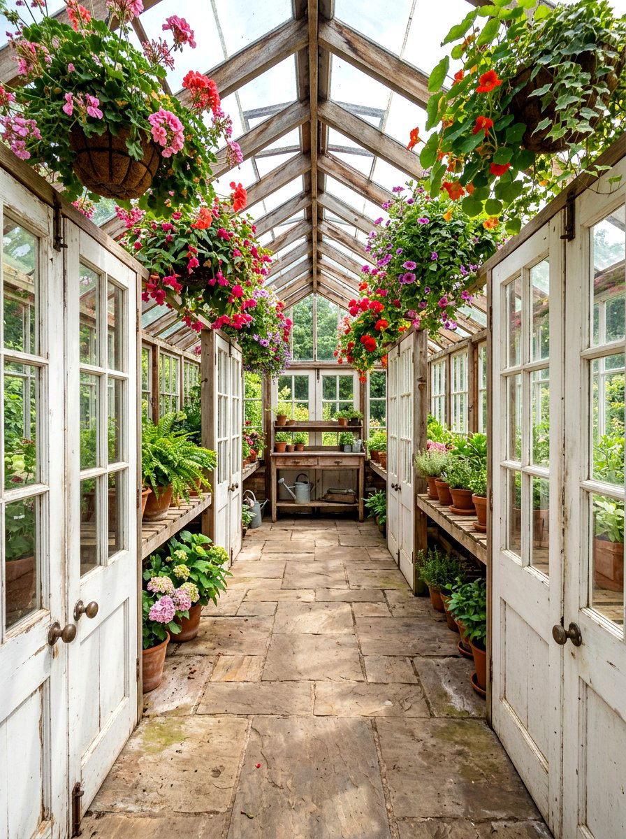 Old Door Greenhouse - 30 budget greenhouse ideas