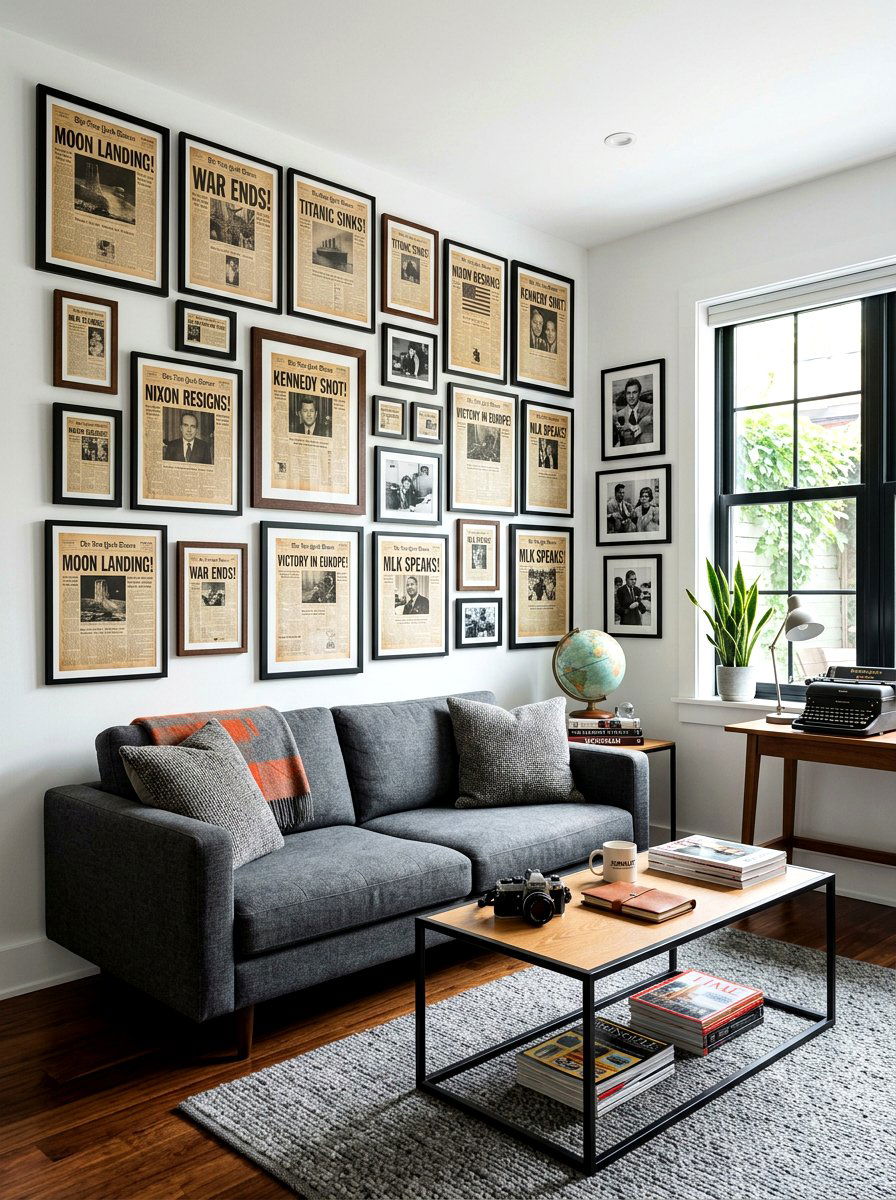 Old Newspaper Clipping Wall - 30 vintage collage wall ideas