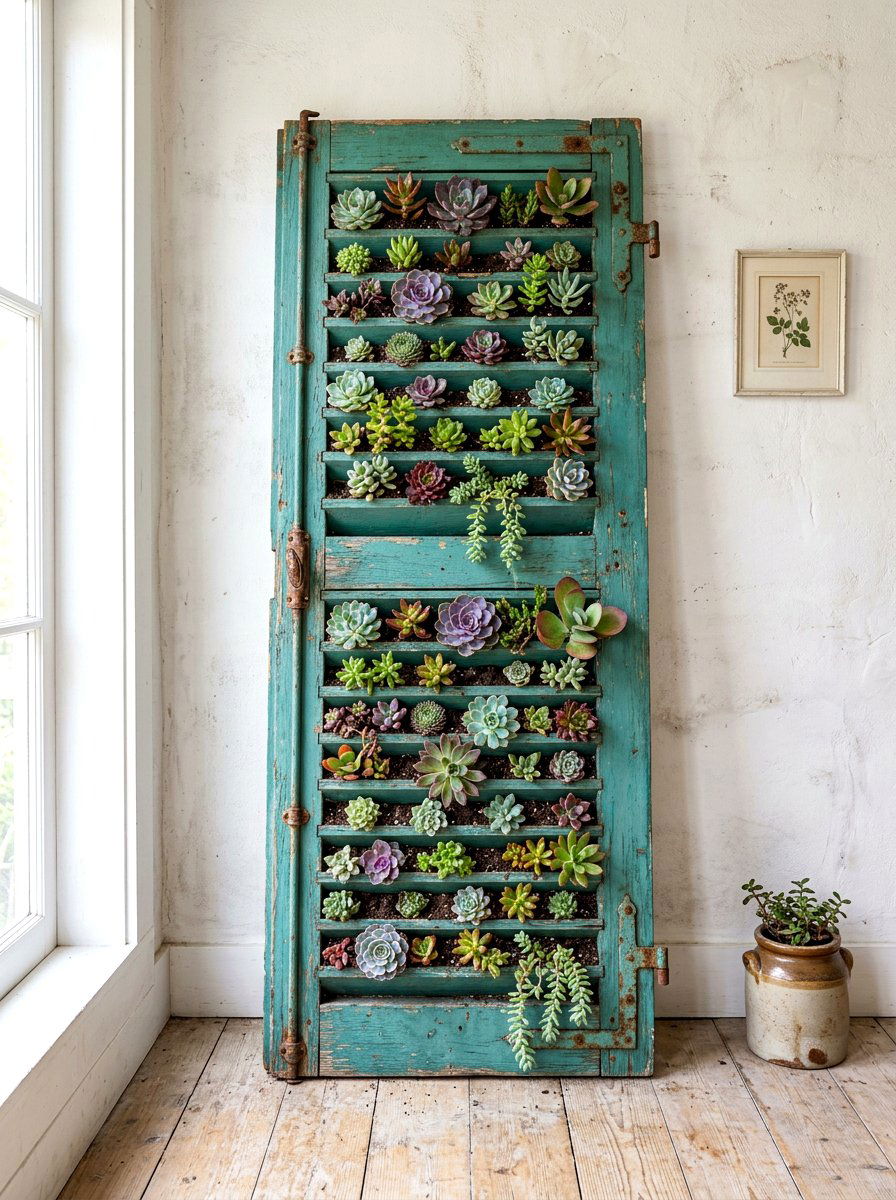 Old Shutter Planter - 30 budget vertical garden ideas