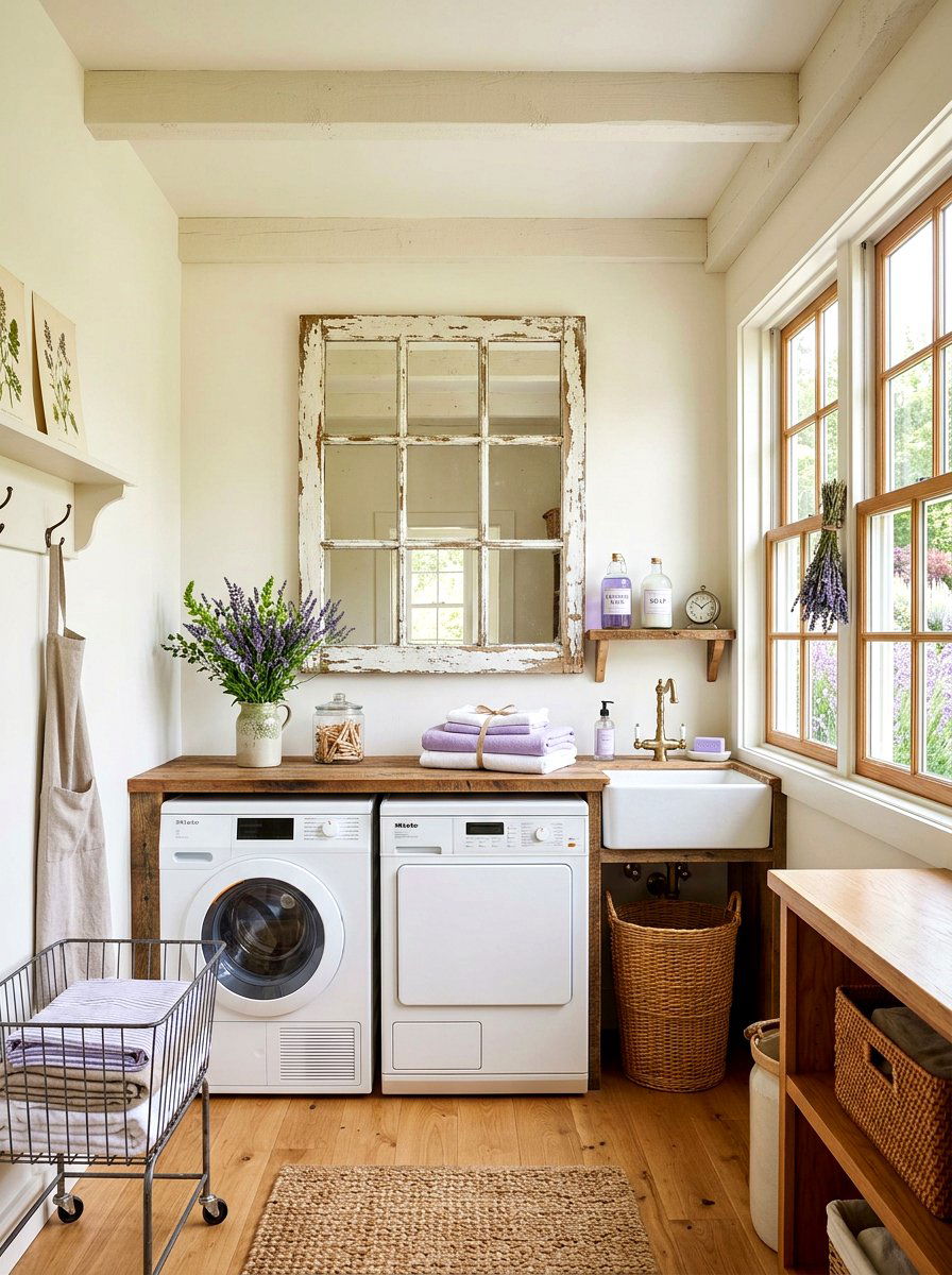 Old Window Frame - 30 laundry room wall decor ideas
