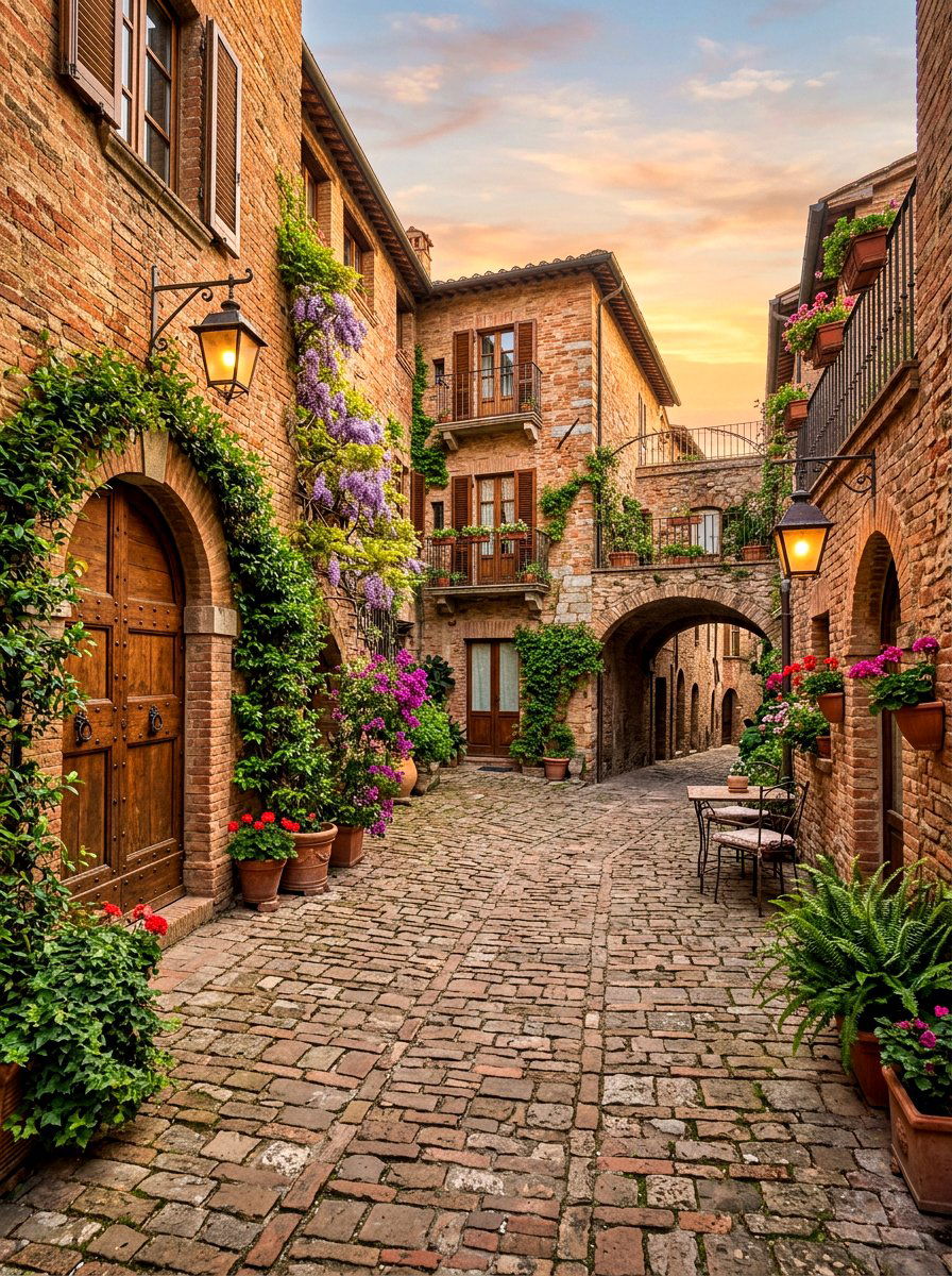 Old World Brick Courtyard - 30 brick courtyard patio ideas