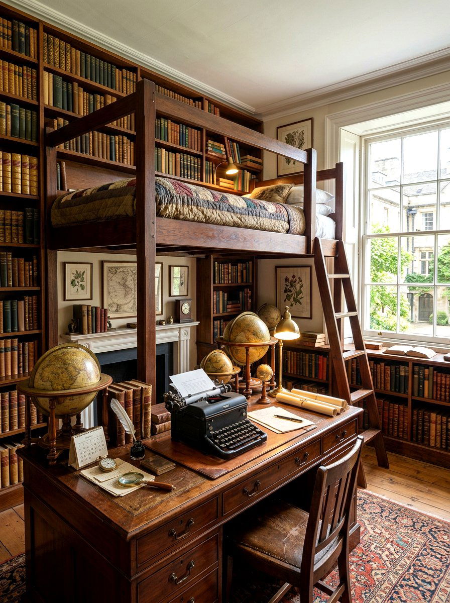 Old World Study Space - 30 dark academia bedroom ideas