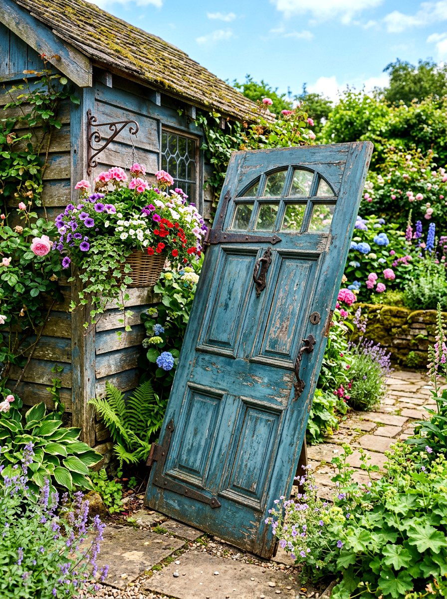 Old farmhouse doors - 30 vintage garden decor ideas
