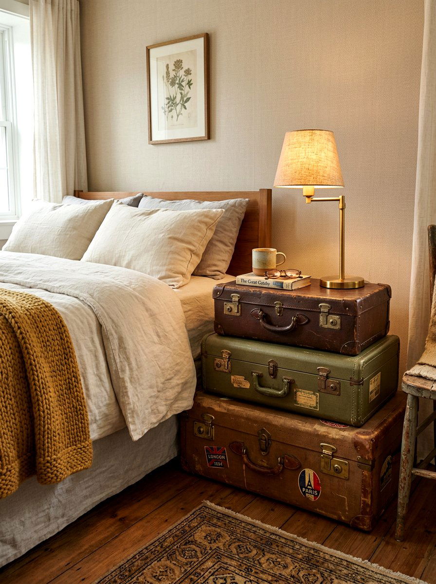Old suitcase stack - 30 flea market decor ideas