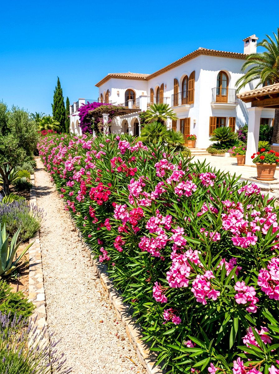 Oleander Privacy Hedge - 30 hedge row ideas