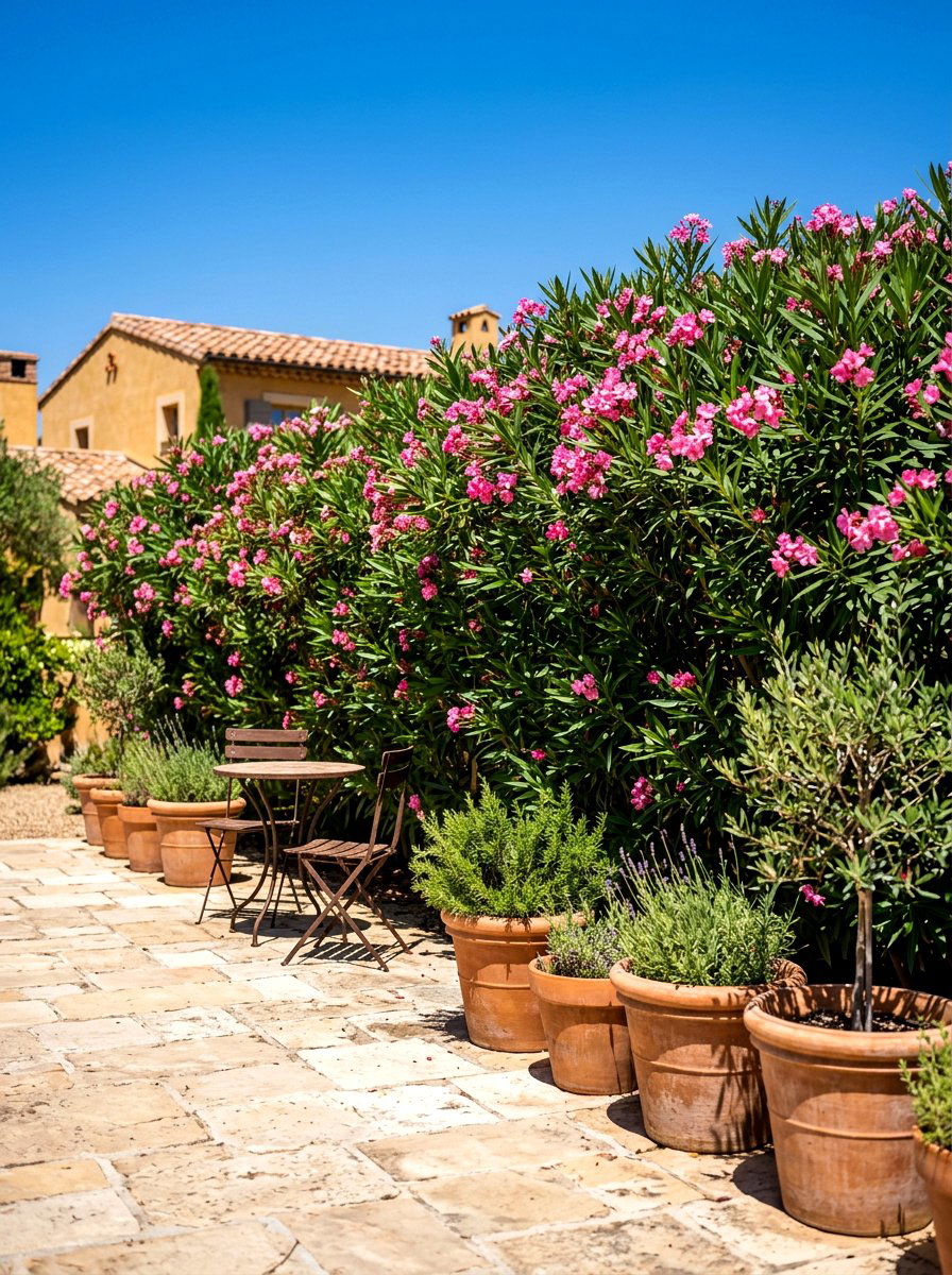 Oleander Privacy Screen - 30 backyard privacy hedge ideas