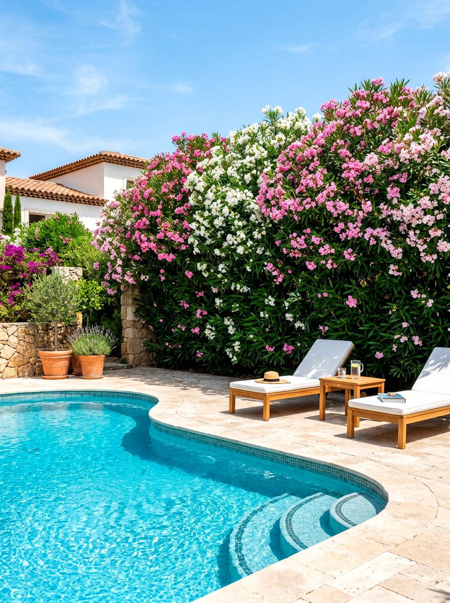 Oleander Privacy Wall - 30 hedge privacy ideas