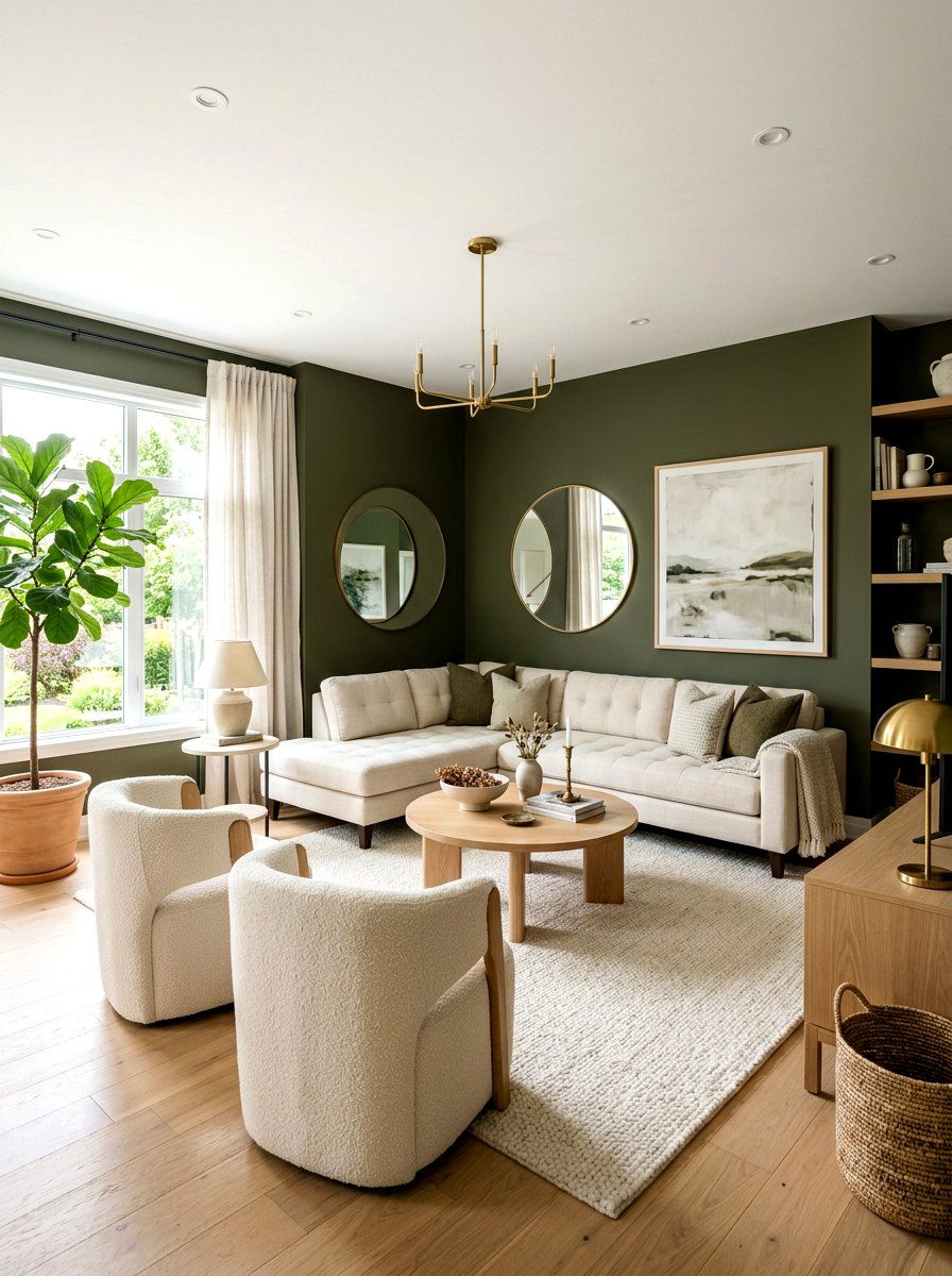 Olive And Cream Living Space - 30 deep olive lounge ideas