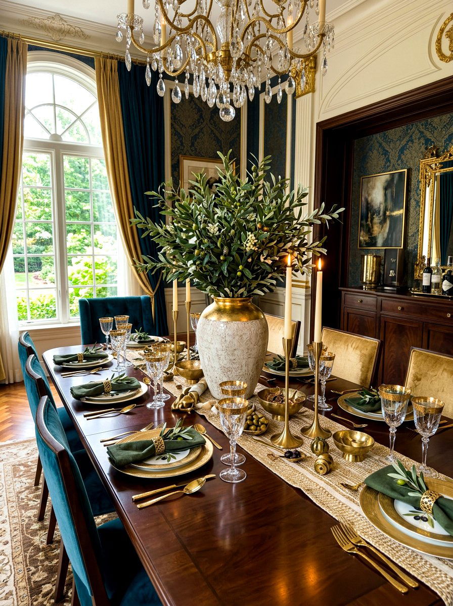 Olive Branch And Gold Accents - 30 olive branch centerpiece ideas
