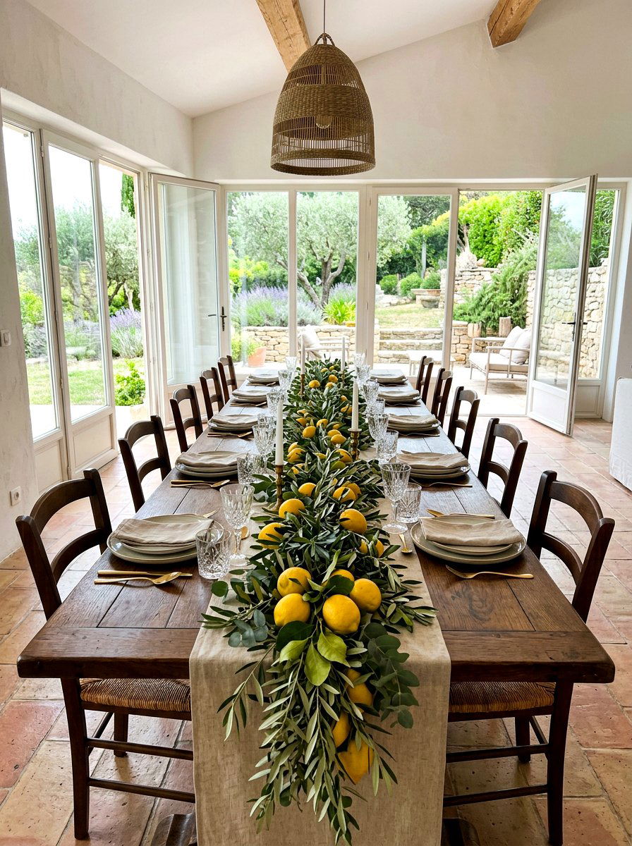 Olive Branch Runner - 30 lemon and olive summer tablescape ideas