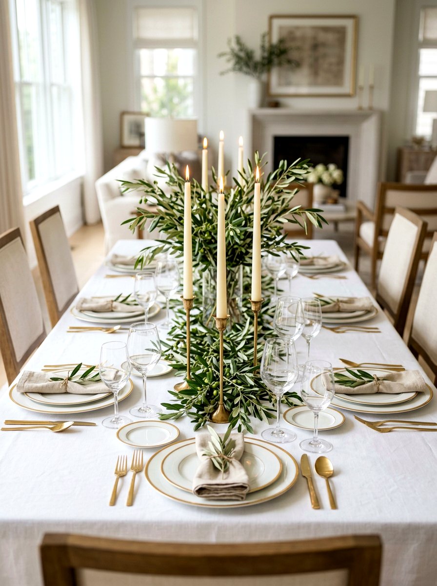 Olive Branch With Taper Candles - 30 olive branch centerpiece ideas