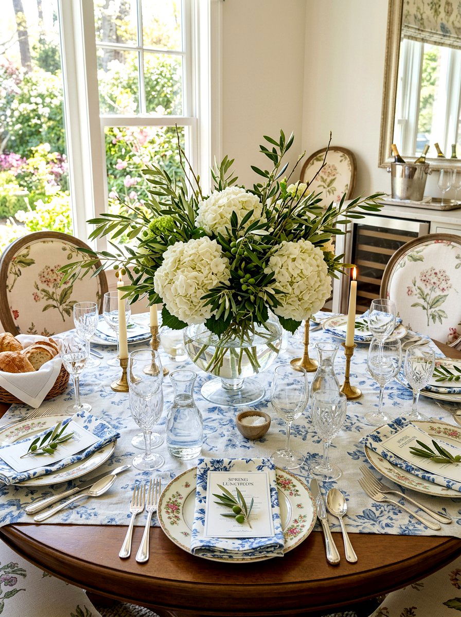 Olive Branch With White Hydrangeas - 30 olive branch centerpiece ideas