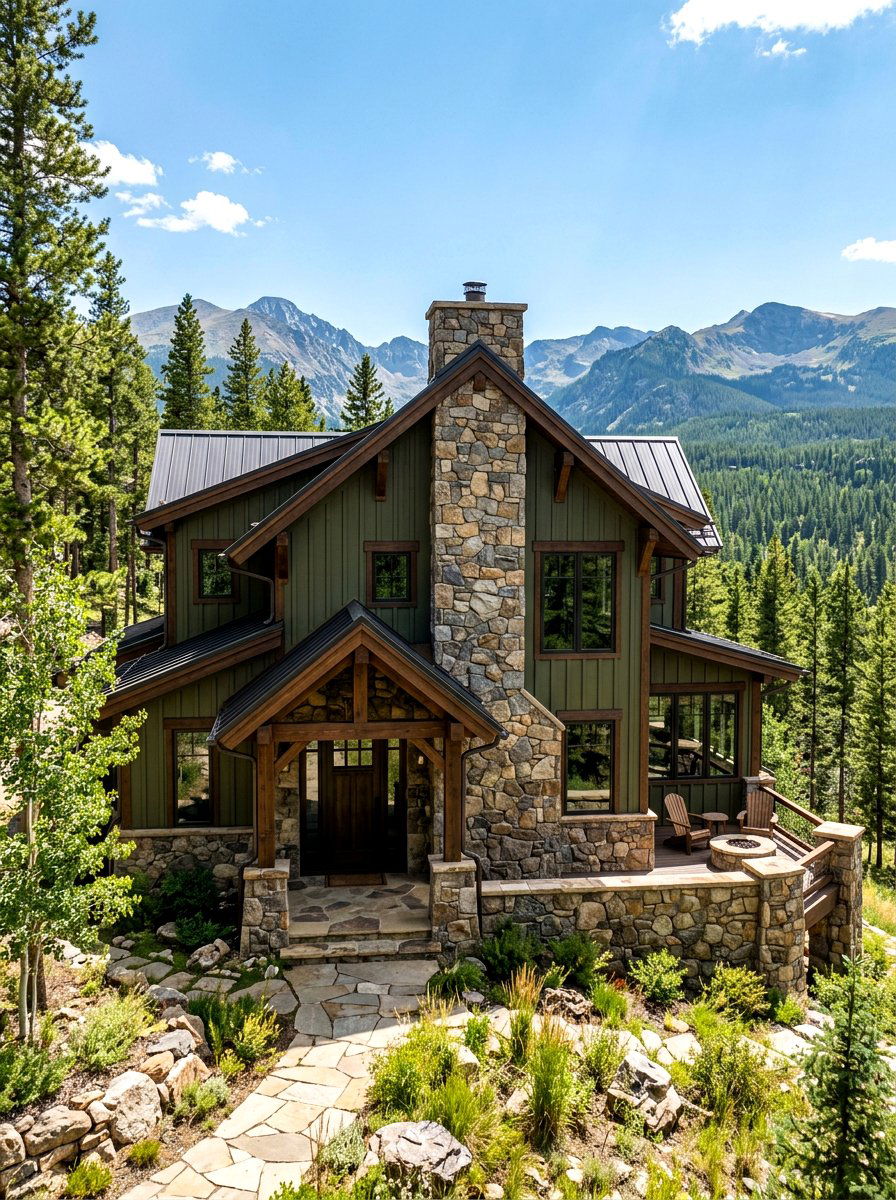 Olive Green And Stone Exterior - 30 olive green exterior ideas