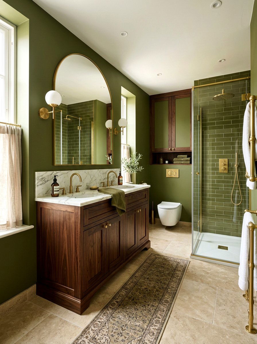 Olive Green And Wood Bathroom - 30 bathroom color scheme ideas
