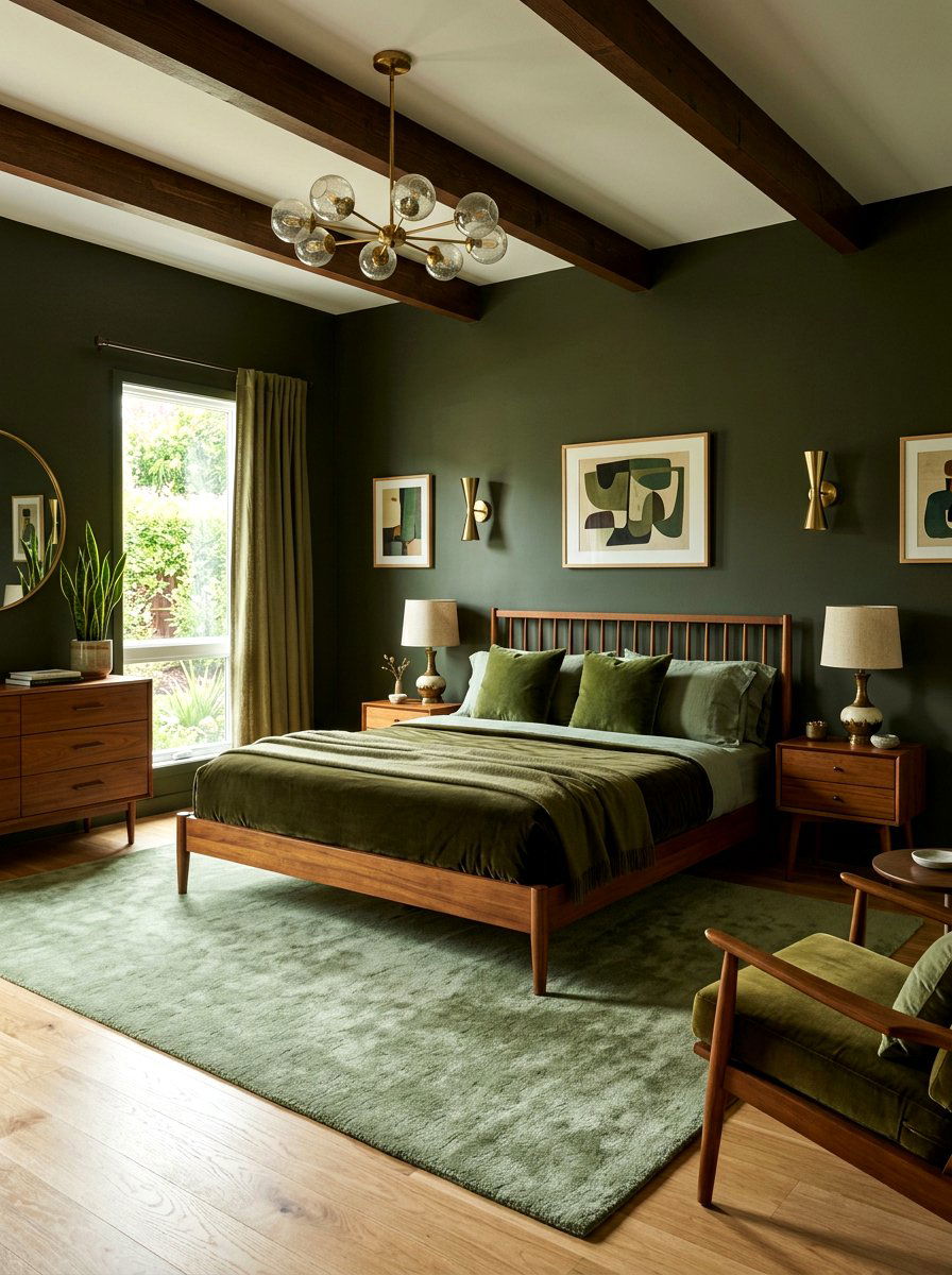 Olive Green Bedroom - 30 monochromatic bedroom ideas