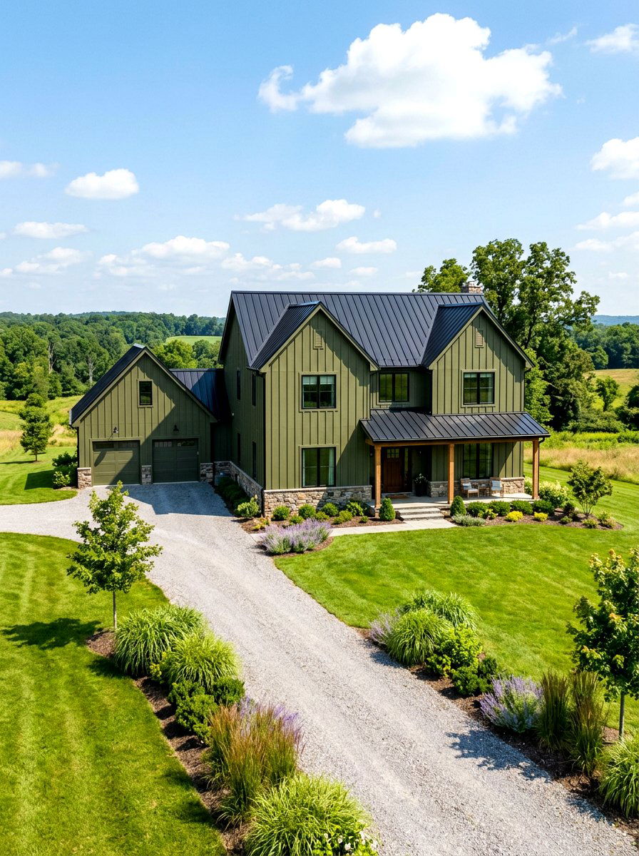 Olive Green Board And Batten Siding - 30 olive green exterior ideas