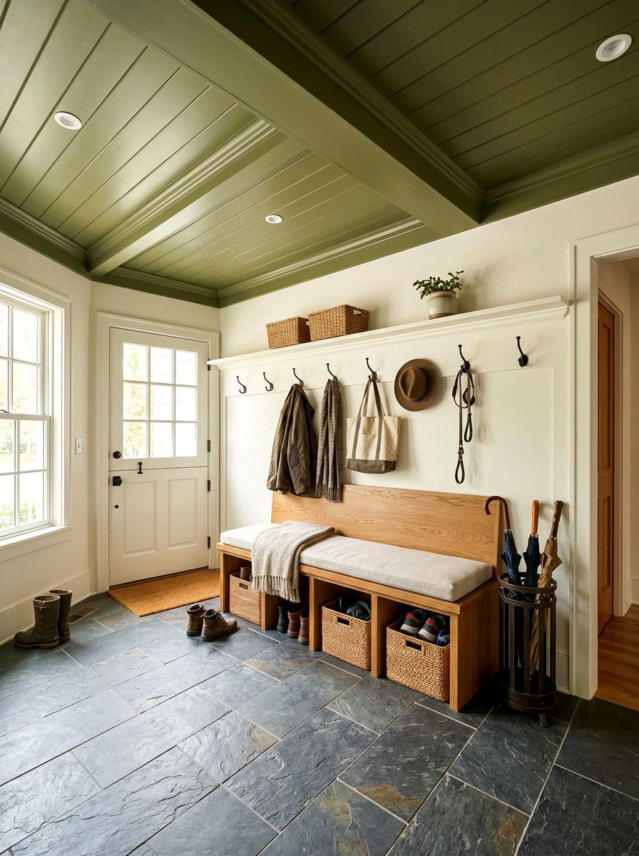 Olive Green Ceiling - 30 statement ceiling paint ideas