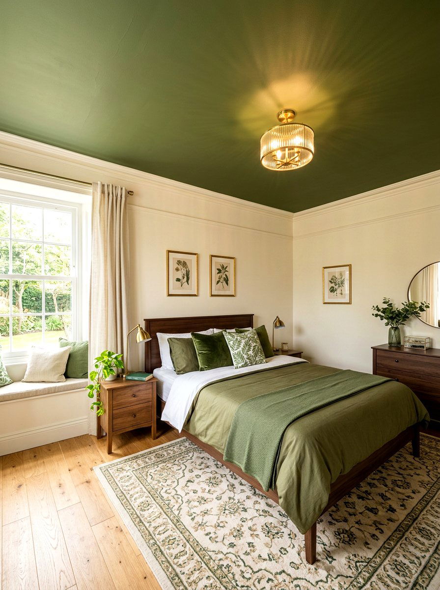 Olive Green Ceiling In Cream Bedroom - 30 olive and cream bedroom ideas