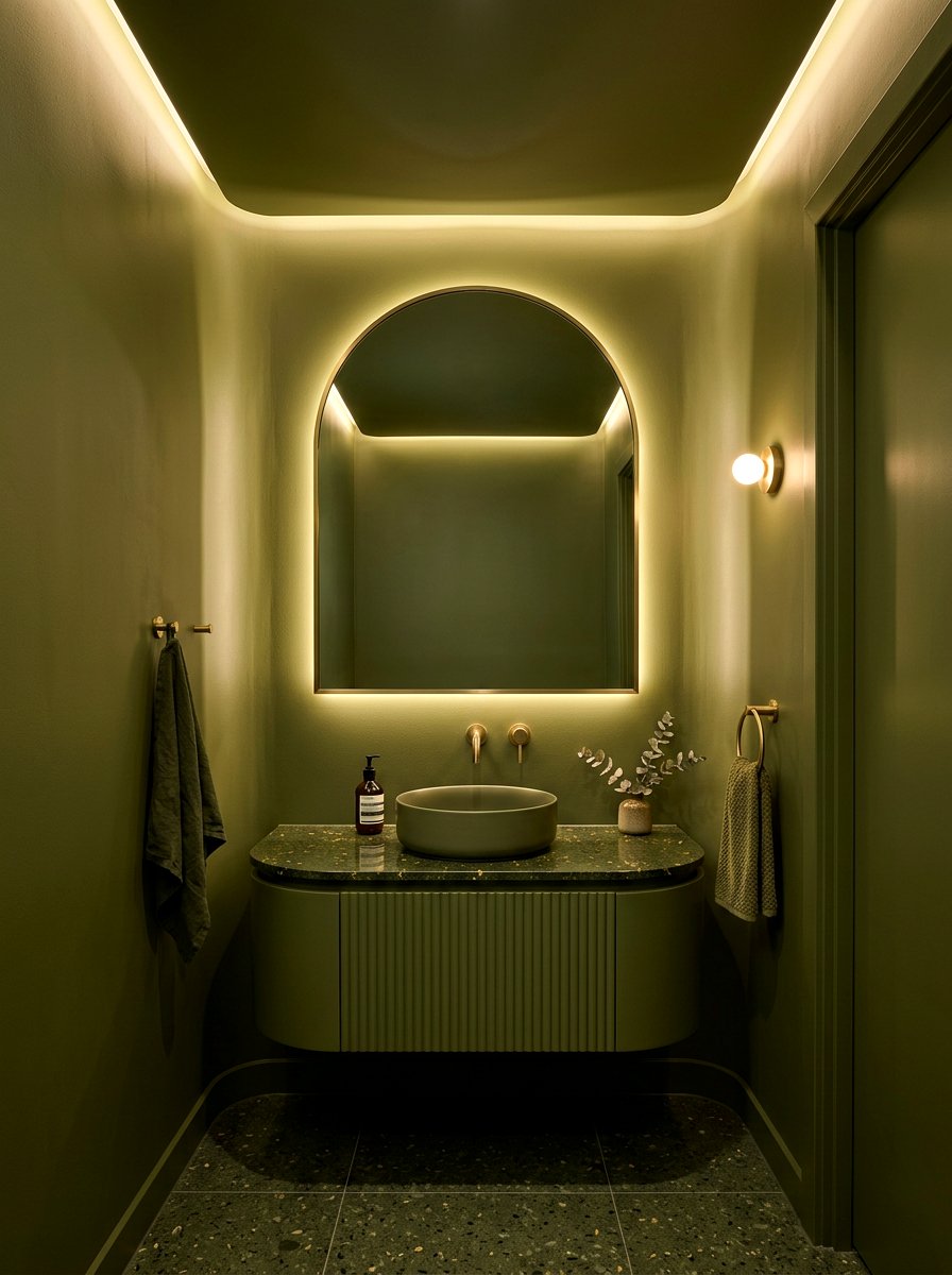 Olive Green Contemporary Powder Room - 30 olive powder room ideas