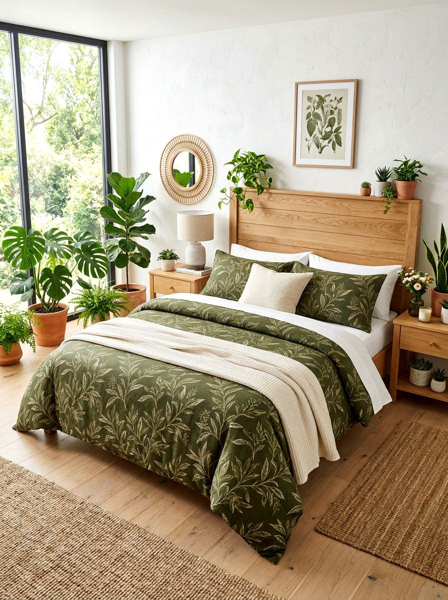 Olive Green Contrast Bedding - 30 contrast trim bedding ideas