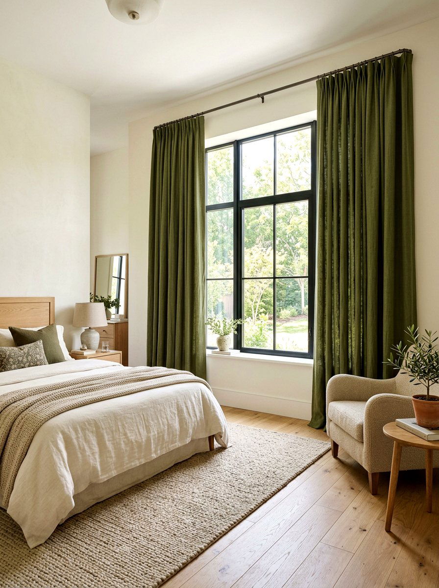 Olive Green Curtains In Cream Bedroom - 30 olive and cream bedroom ideas