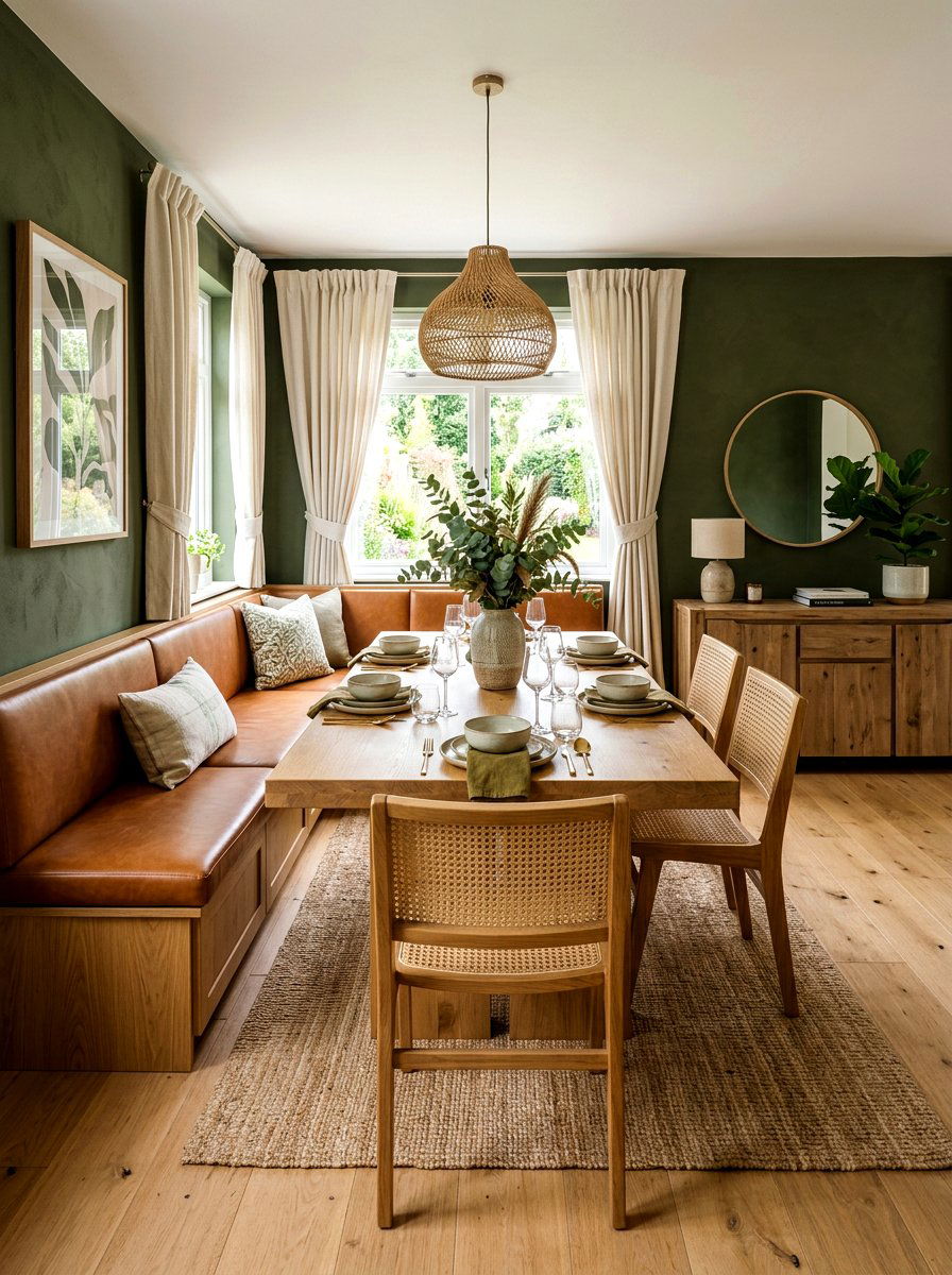 Olive Green Dining Room - 30 saturated dining room ideas
