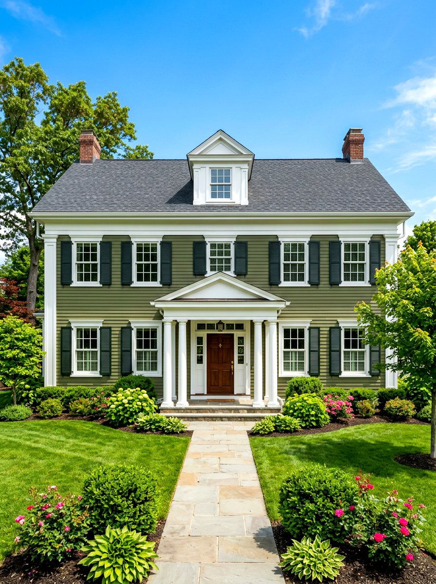 Olive Green Exterior With White Trim - 30 olive green exterior ideas