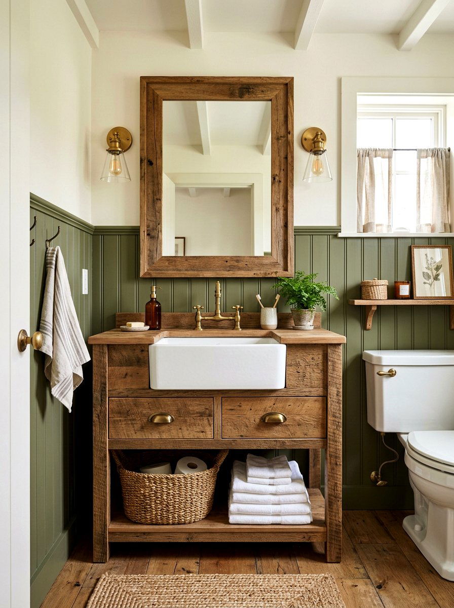 Olive Green Farmhouse Powder Room - 30 olive powder room ideas