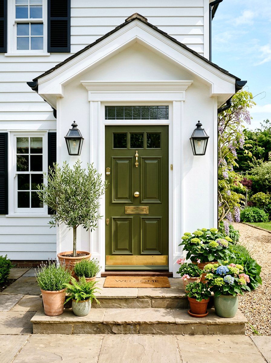 Olive Green Front Door Facade - 30 olive green exterior ideas