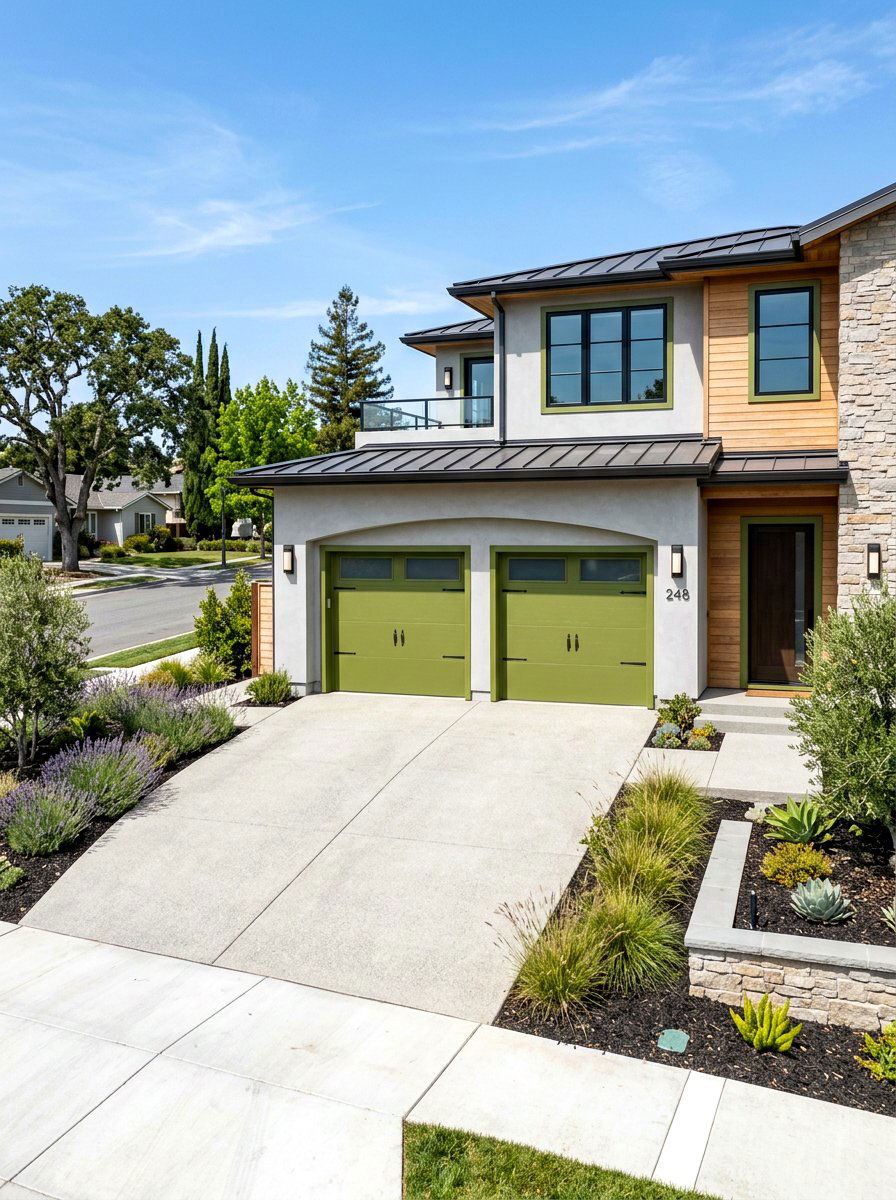 Olive Green Garage Door Integration - 30 olive green exterior ideas