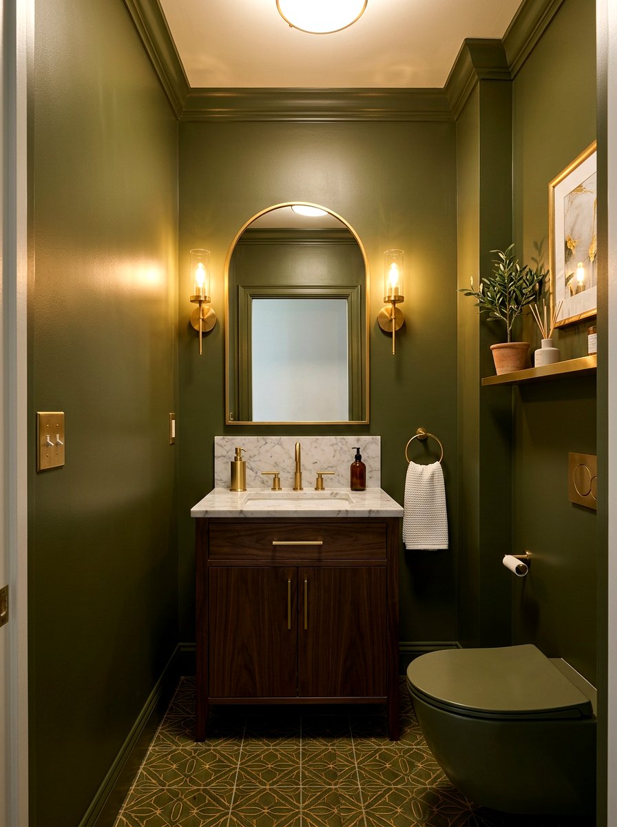 Olive Green Gold Powder Room - 30 olive powder room ideas