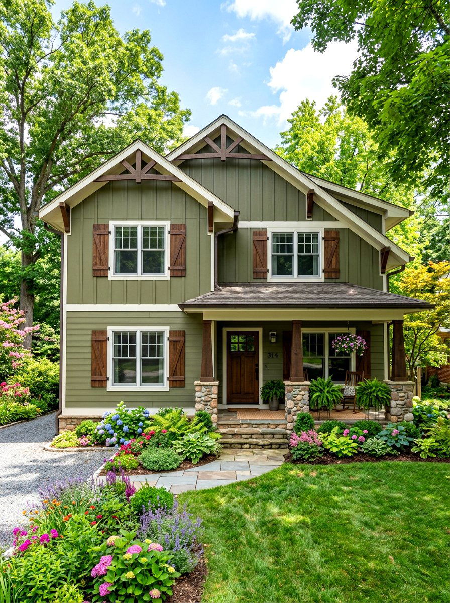 Olive Green House Siding - 30 board and batten exterior ideas