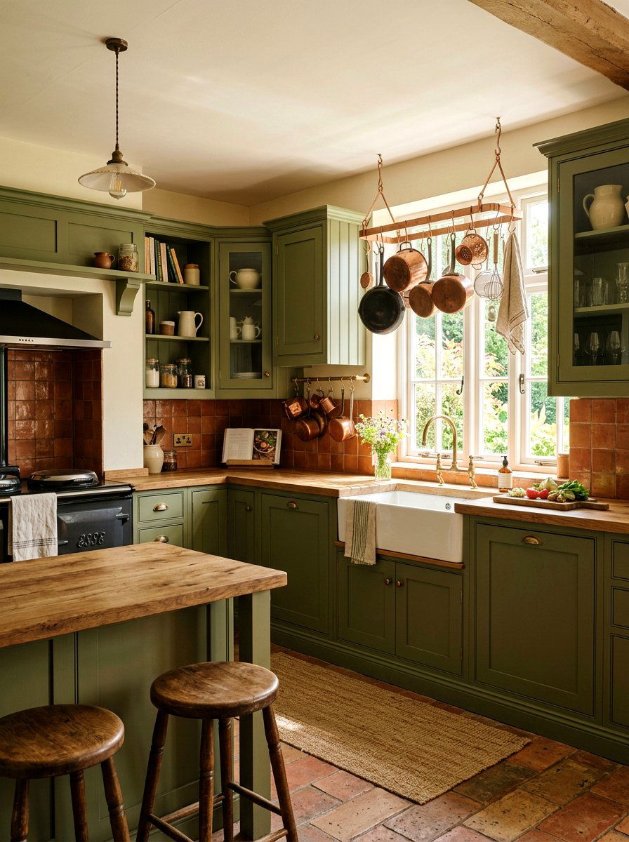 Olive Green Kitchen Cabinets - 30 painted kitchen cabinet ideas
