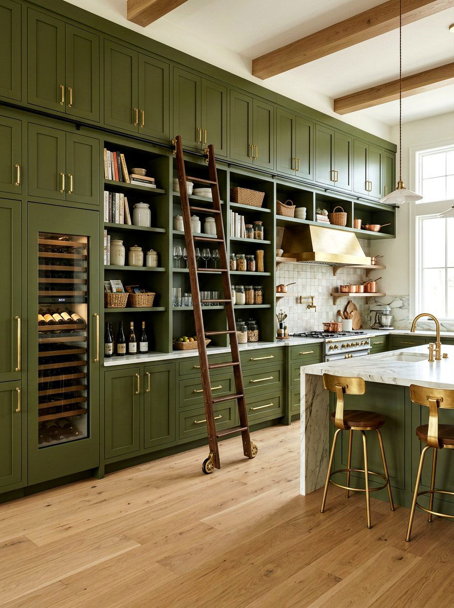 Olive Green Kitchen With Pantry Wall - 30 olive green kitchen aesthetic ideas