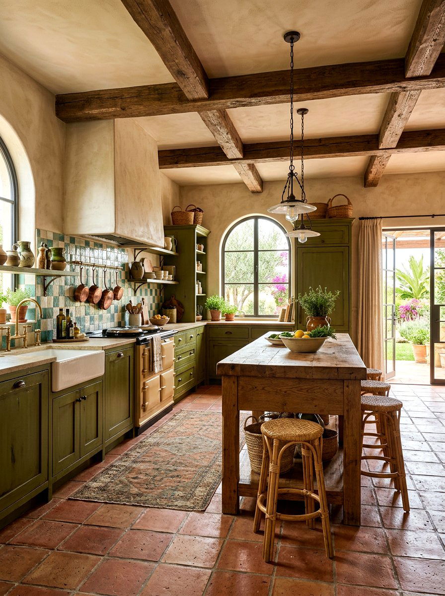 Olive Green Kitchen With Terracotta Floors - 30 olive green kitchen aesthetic ideas