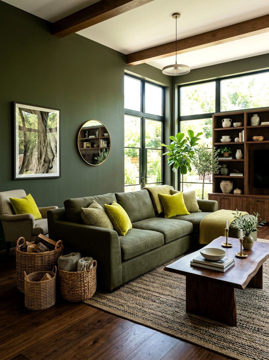 Olive Green Living Room - 30 tonal living room ideas