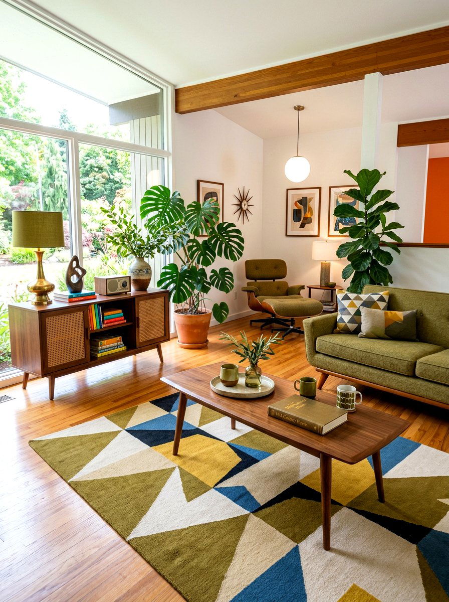 Olive Green Mid Century Decor - 30 dark green living room ideas