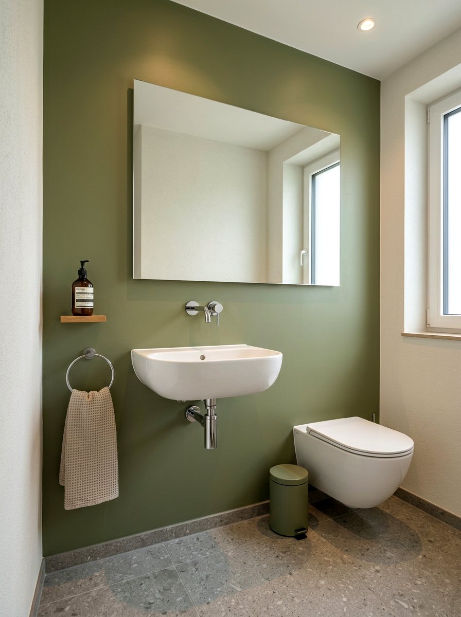 Olive Green Minimalist Powder Room - 30 olive powder room ideas