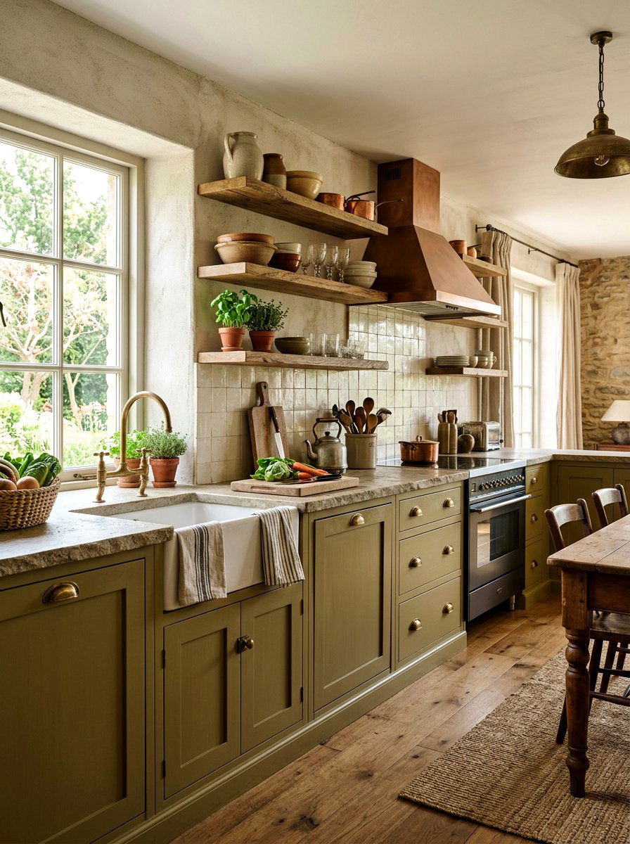 Olive Green Rustic Kitchen - 30 modern rustic kitchen ideas