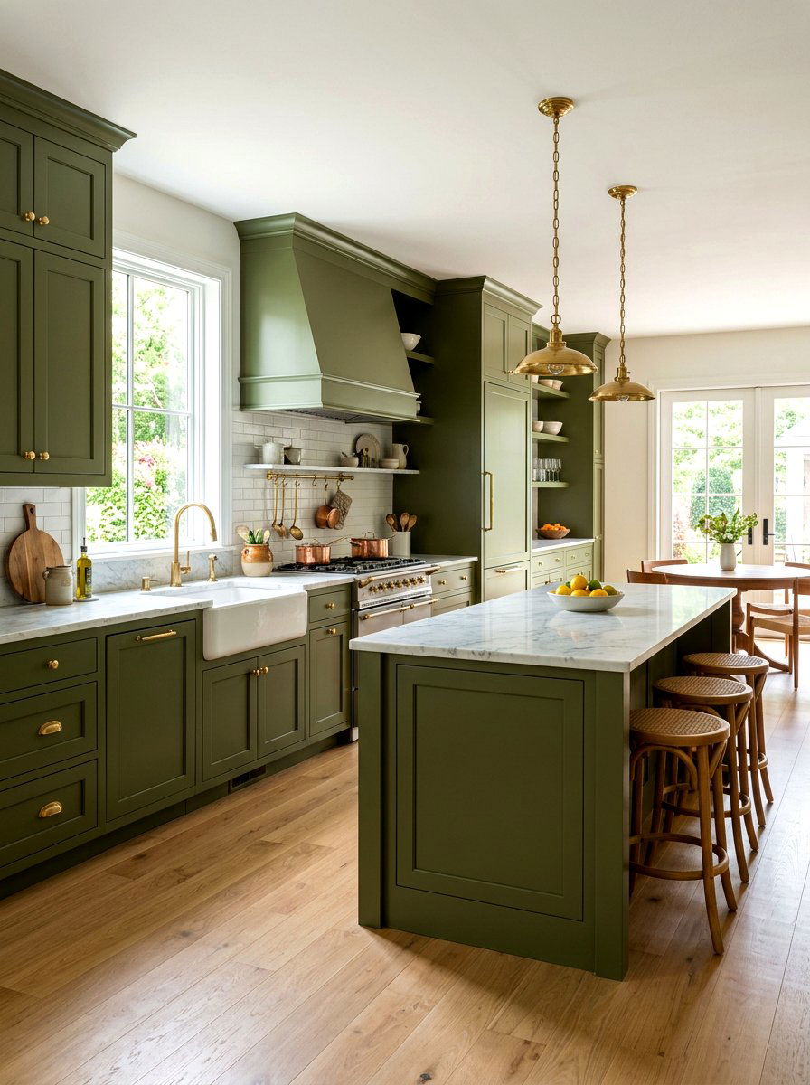 Olive Green Shaker Cabinets With Brass - 30 olive green kitchen aesthetic ideas