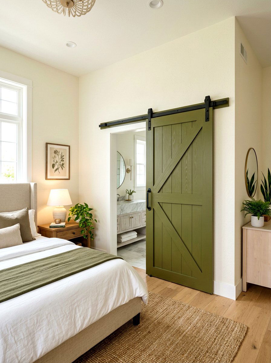 Olive Green Sliding Barn Door Bedroom - 30 olive and cream bedroom ideas